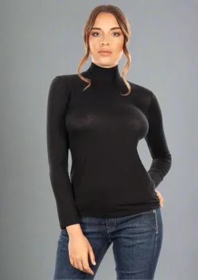 Luxurious Italian Modal Cashmere Blend Mock Neck Top