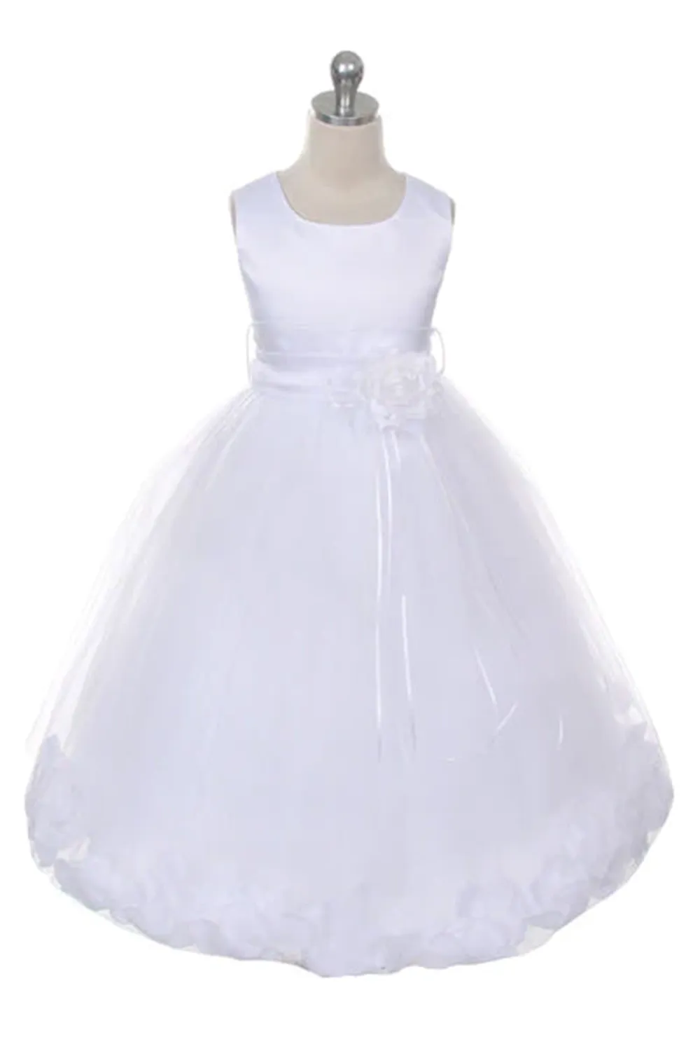 160 B Satin Flower Petal Ivory Flower Girl Dress (1 of 2 Selections)