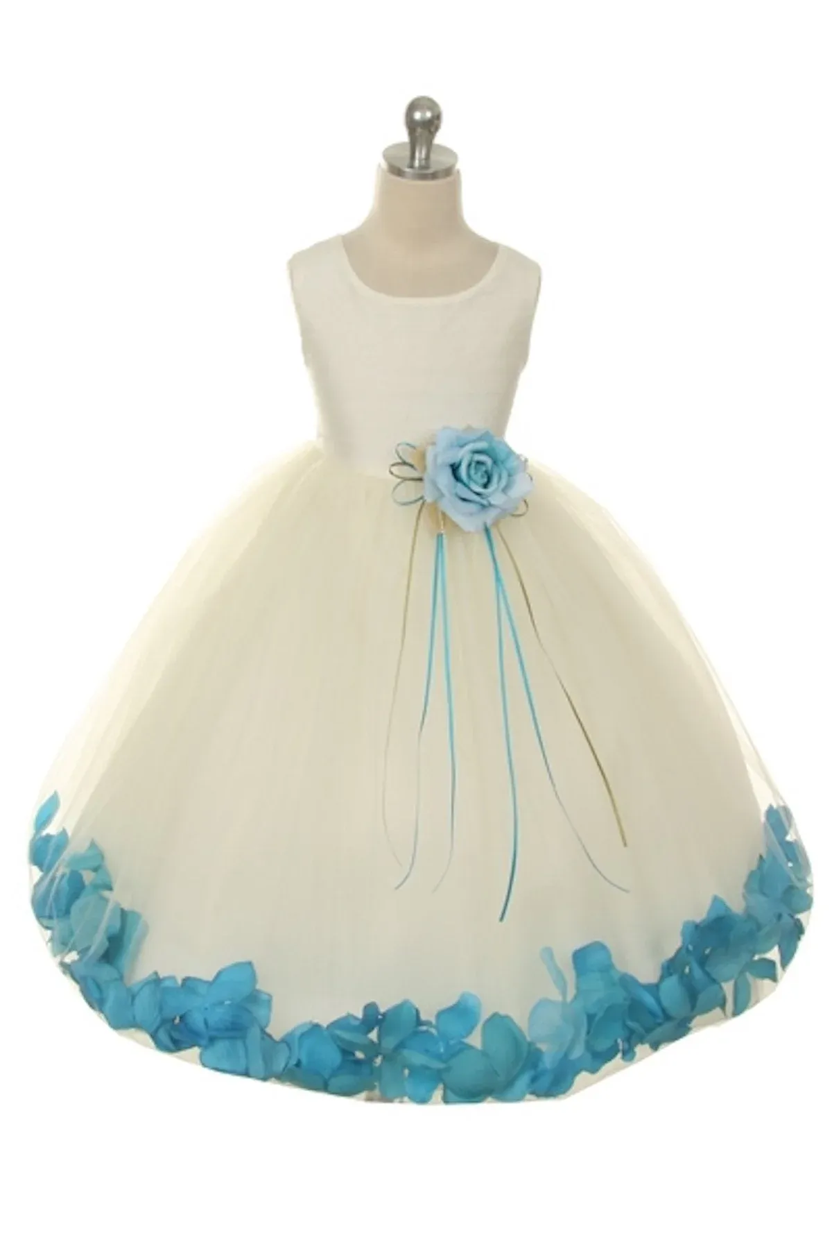 160 B Satin Flower Petal Ivory Flower Girl Dress (1 of 2 Selections)