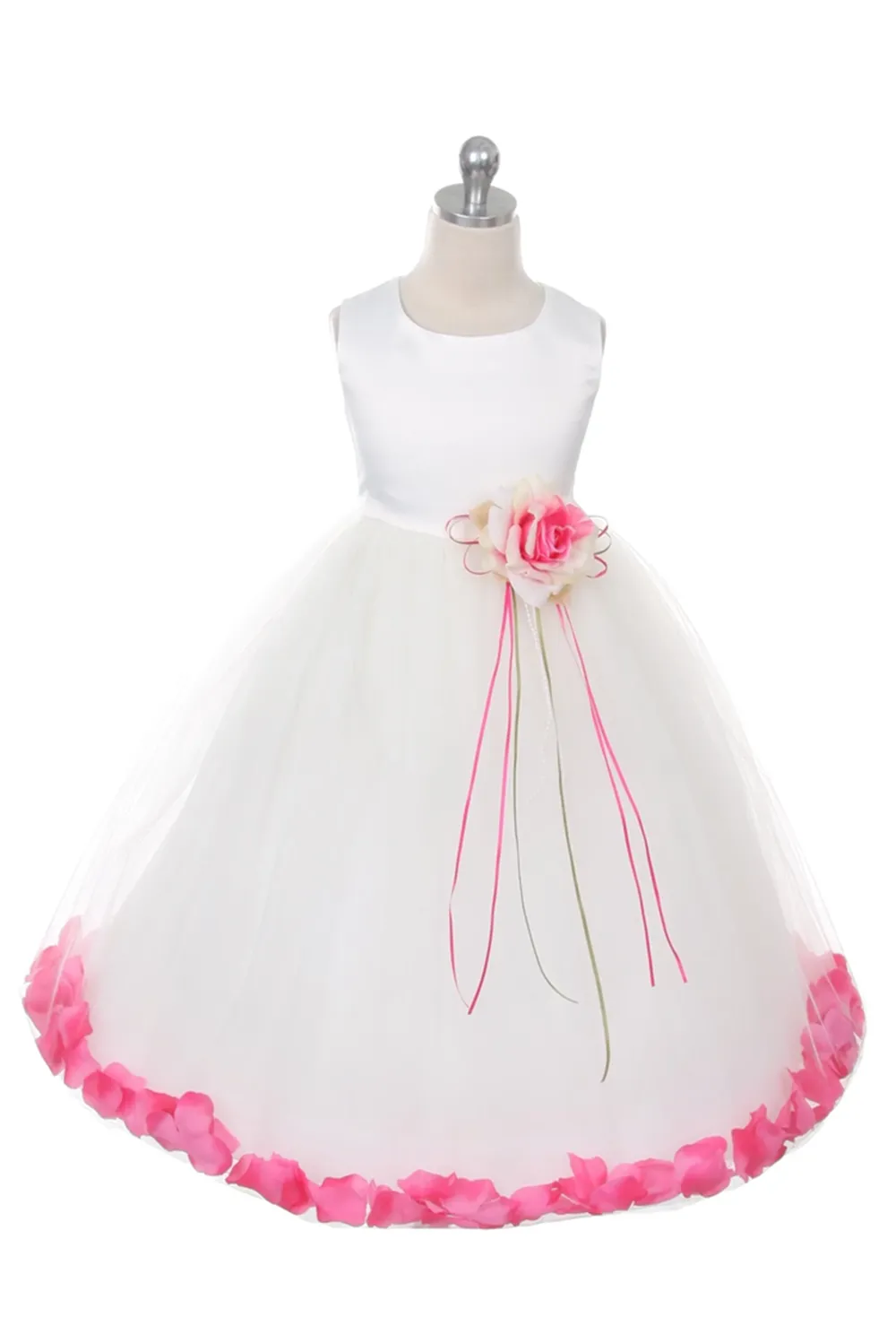 160 B Satin Flower Petal Ivory Flower Girl Dress (1 of 2 Selections)