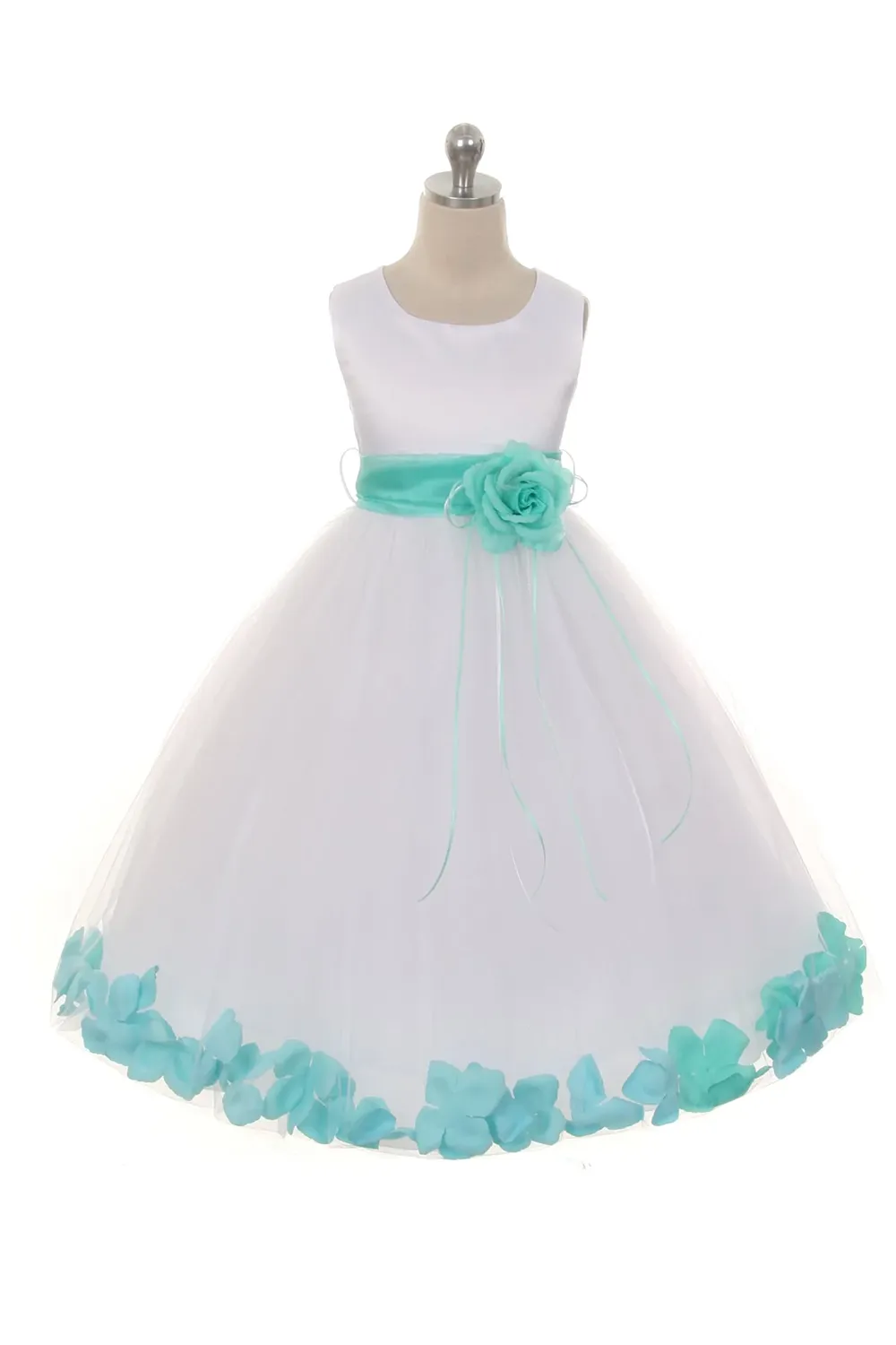 160 B Satin Flower Petal Ivory Flower Girl Dress (1 of 2 Selections)