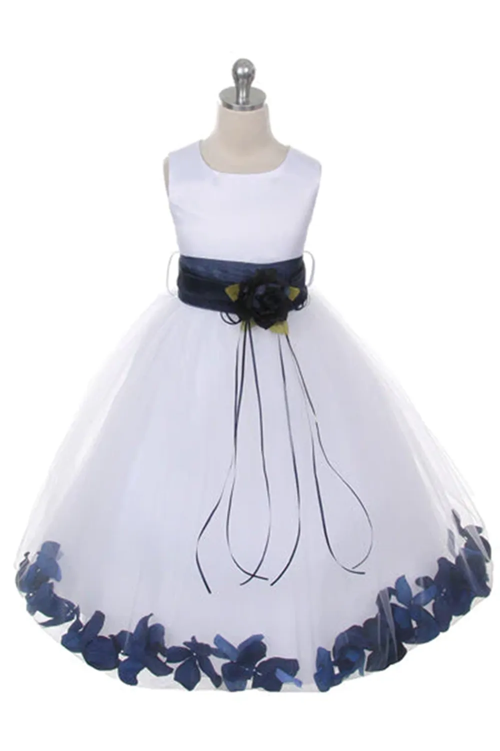 160 B Satin Flower Petal Ivory Flower Girl Dress (1 of 2 Selections)