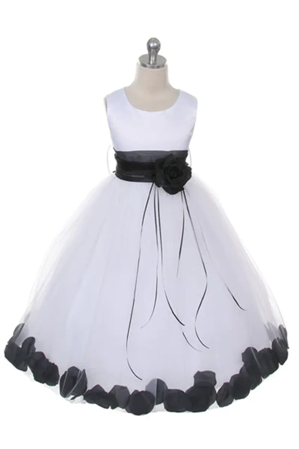 160 B Satin Flower Petal Ivory Flower Girl Dress (1 of 2 Selections)