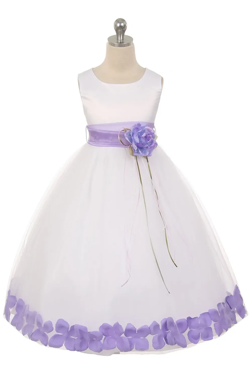 160 B Satin Flower Petal Ivory Flower Girl Dress (1 of 2 Selections)