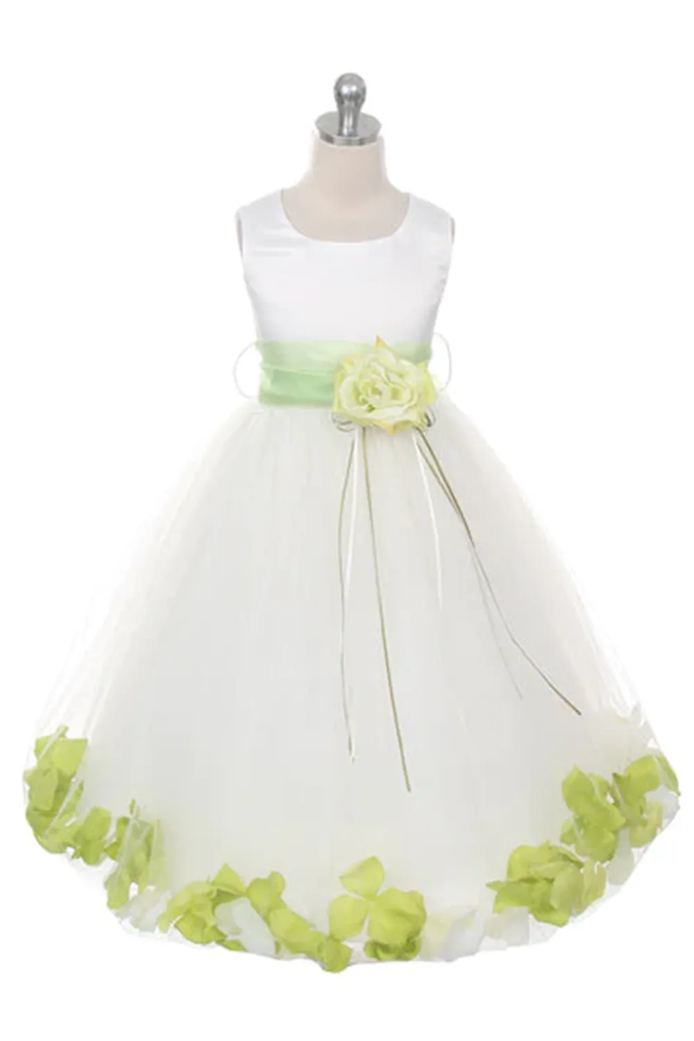 160 B Satin Flower Petal Ivory Flower Girl Dress (1 of 2 Selections)