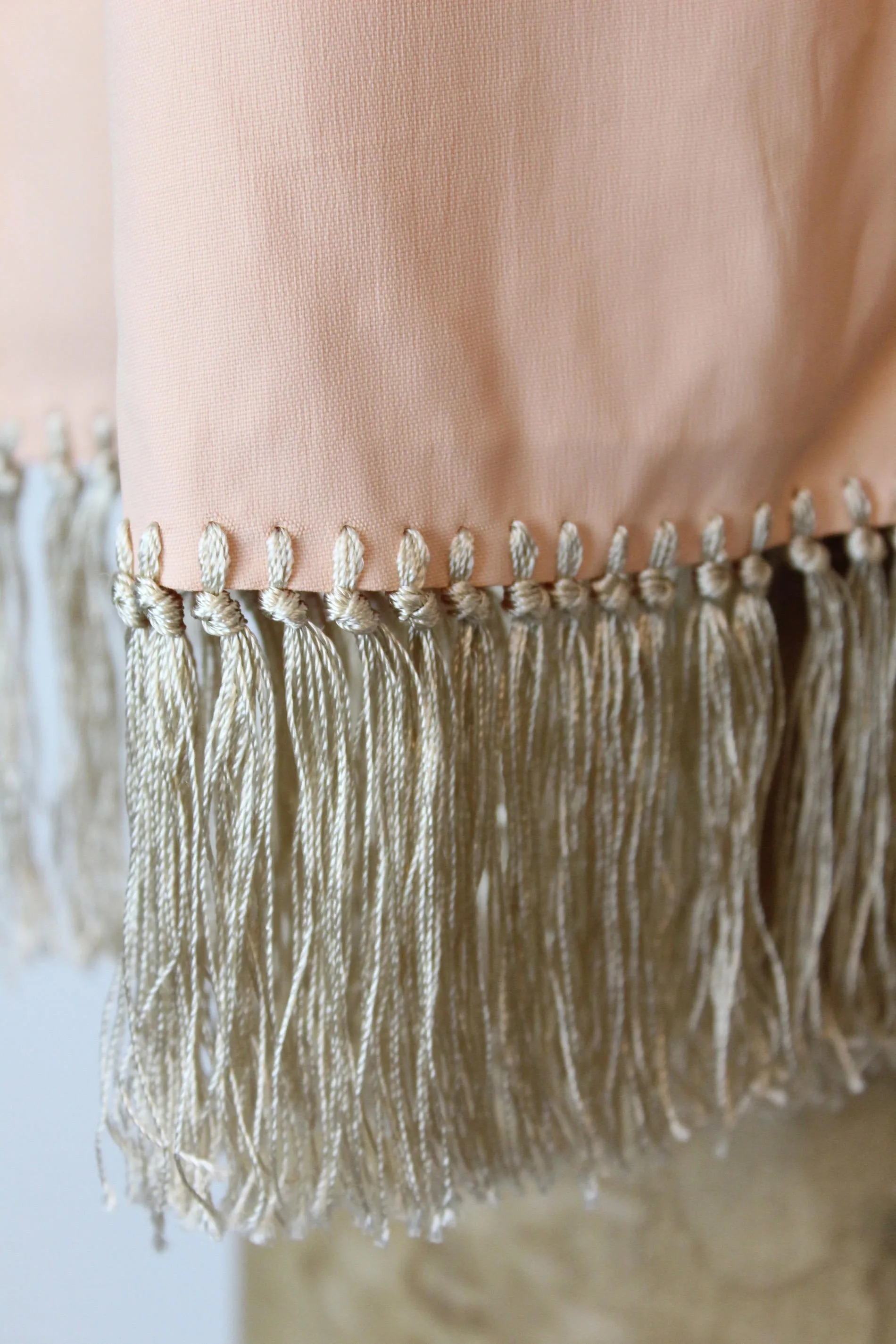 1940s peach rayon fringed scarf vintage wrap | new fall