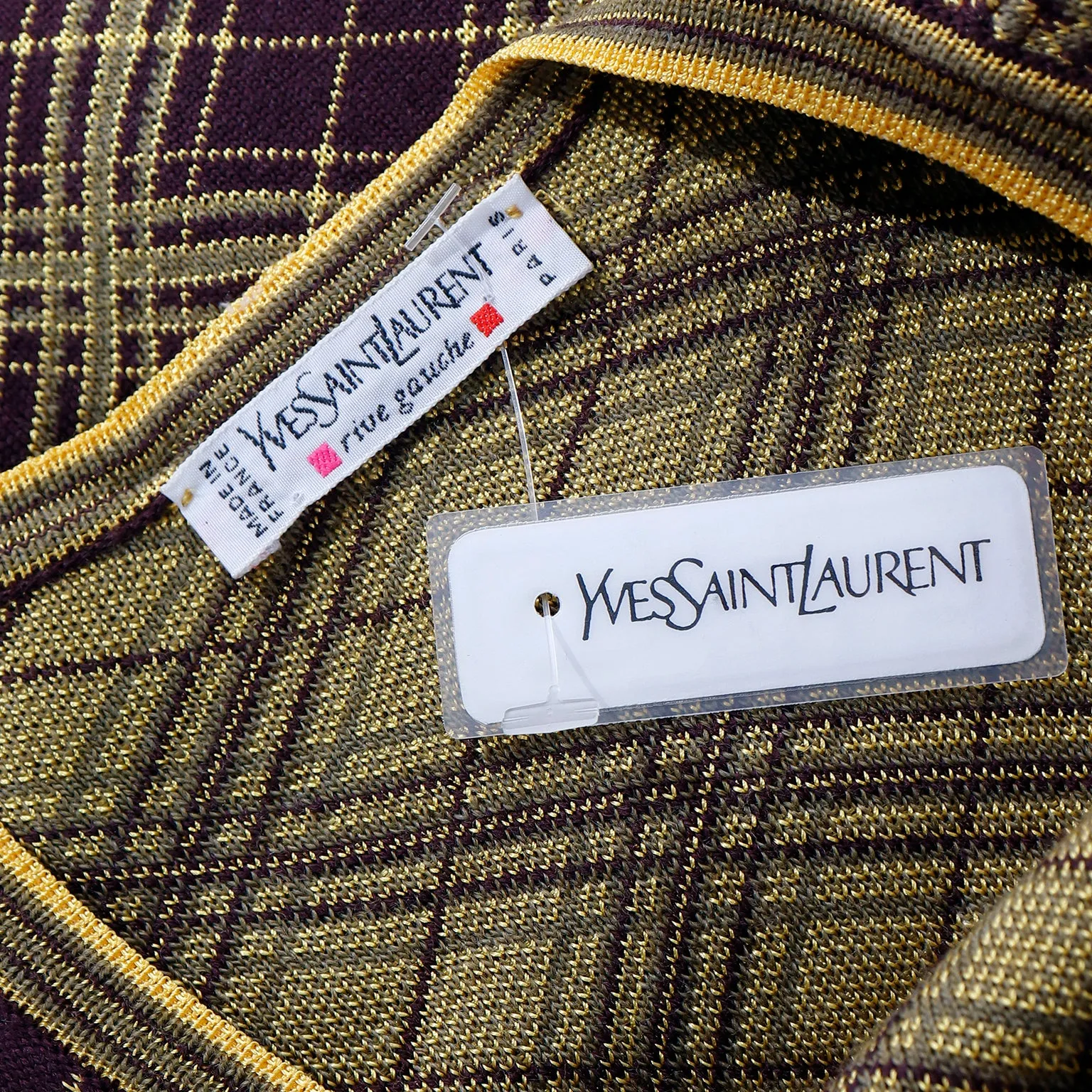 1990s Yves Saint Laurent YSL Deadstock Plaid Caftan and Scarf