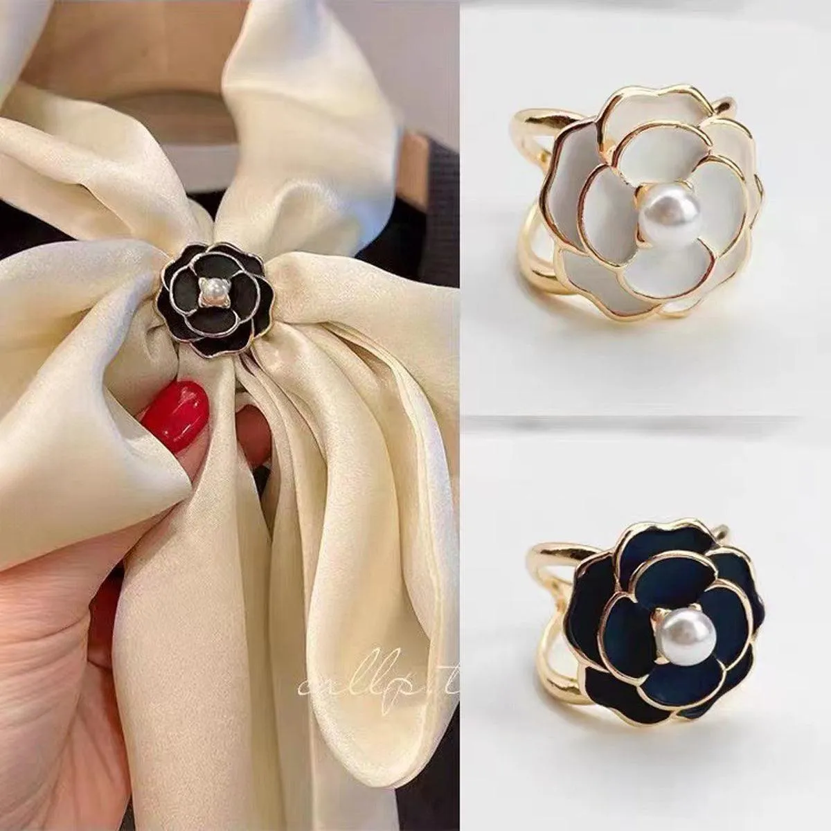 2 pcs Camellia Scarf Buckles