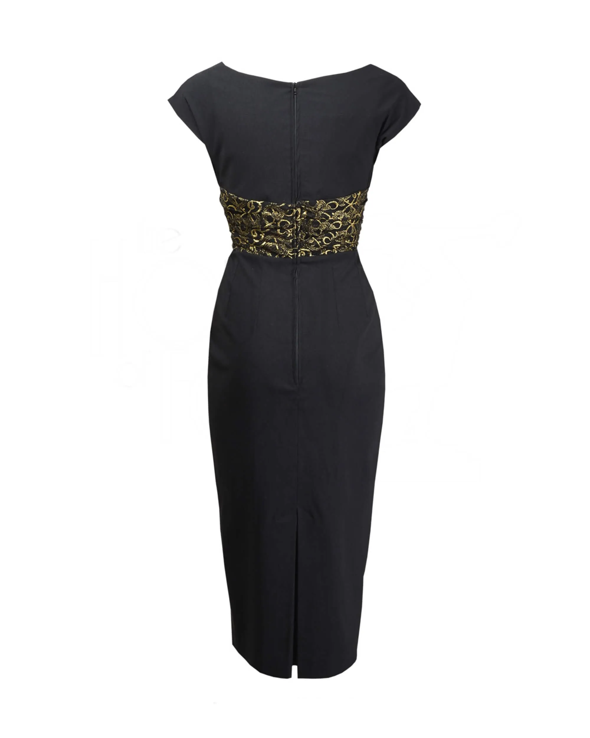 60s Manhattan Cocktail Dress - Black & Gold