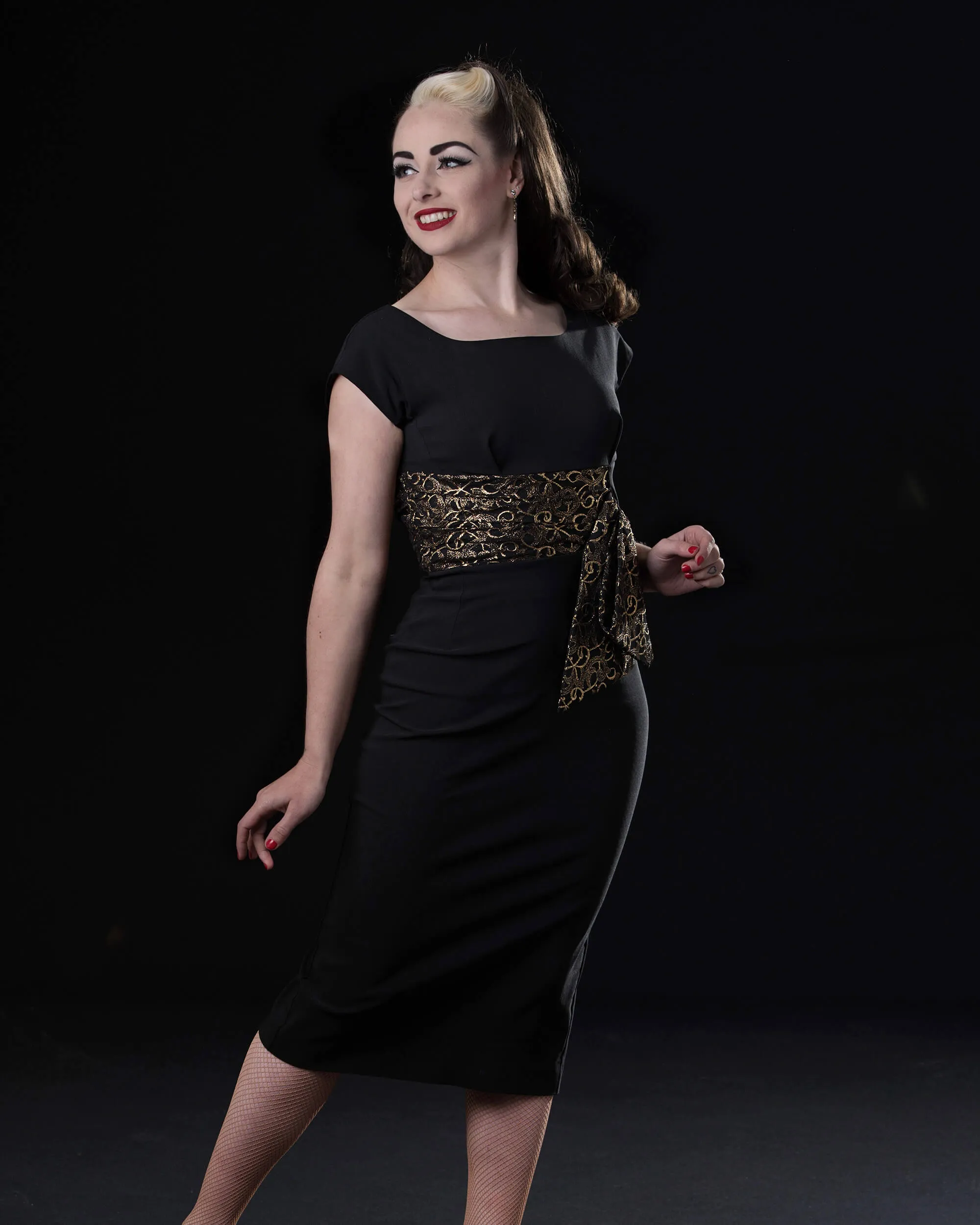 60s Manhattan Cocktail Dress - Black & Gold