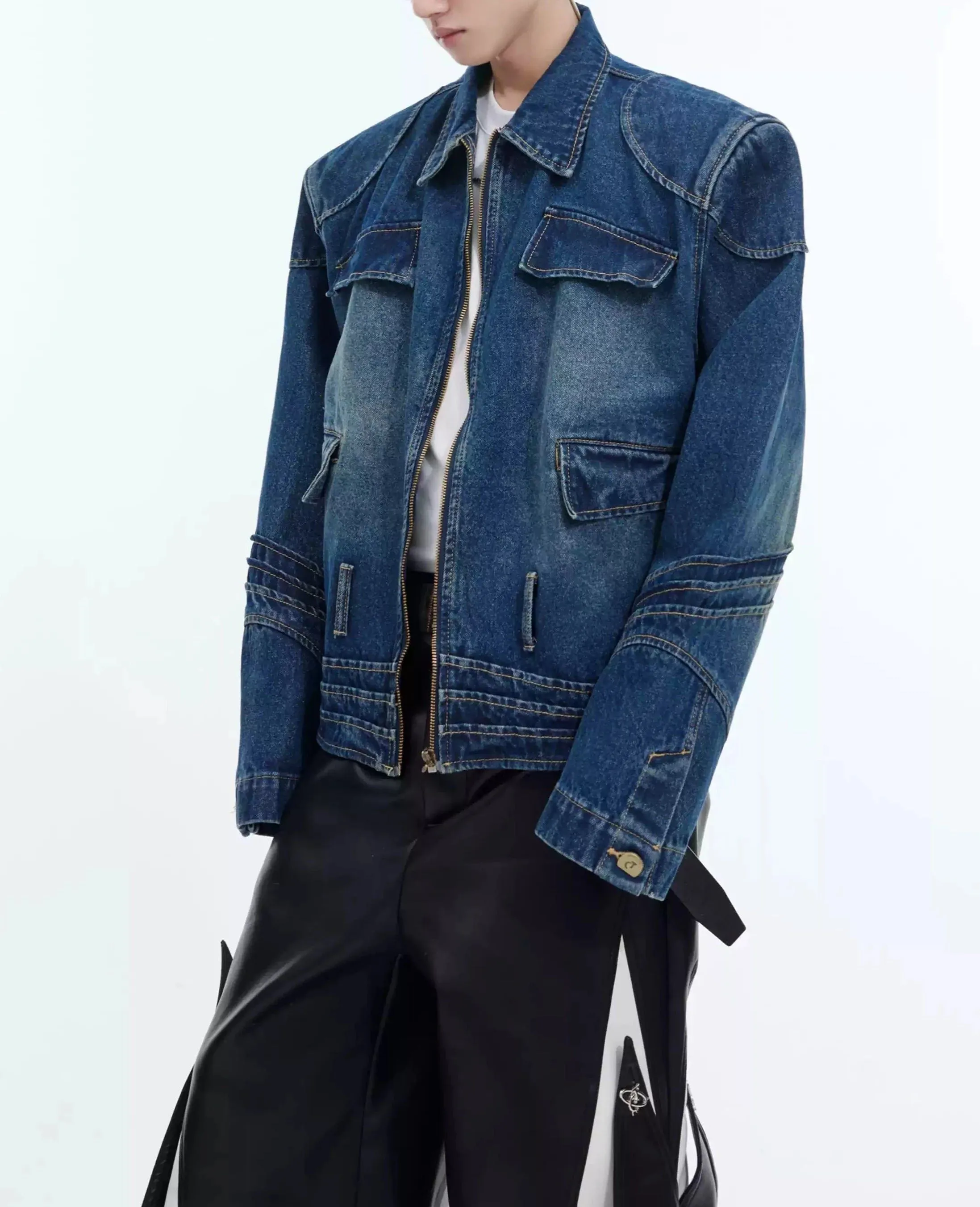 Abstract Seams Denim Jacket