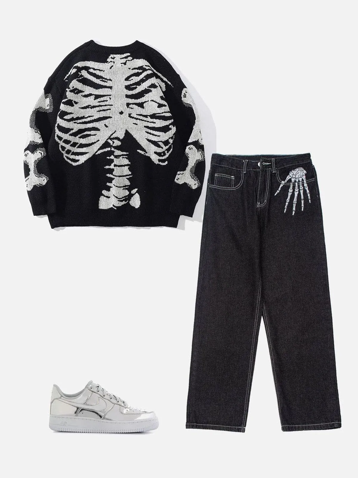 Aelfric Eden Skeleton Pattern Knit Sweater