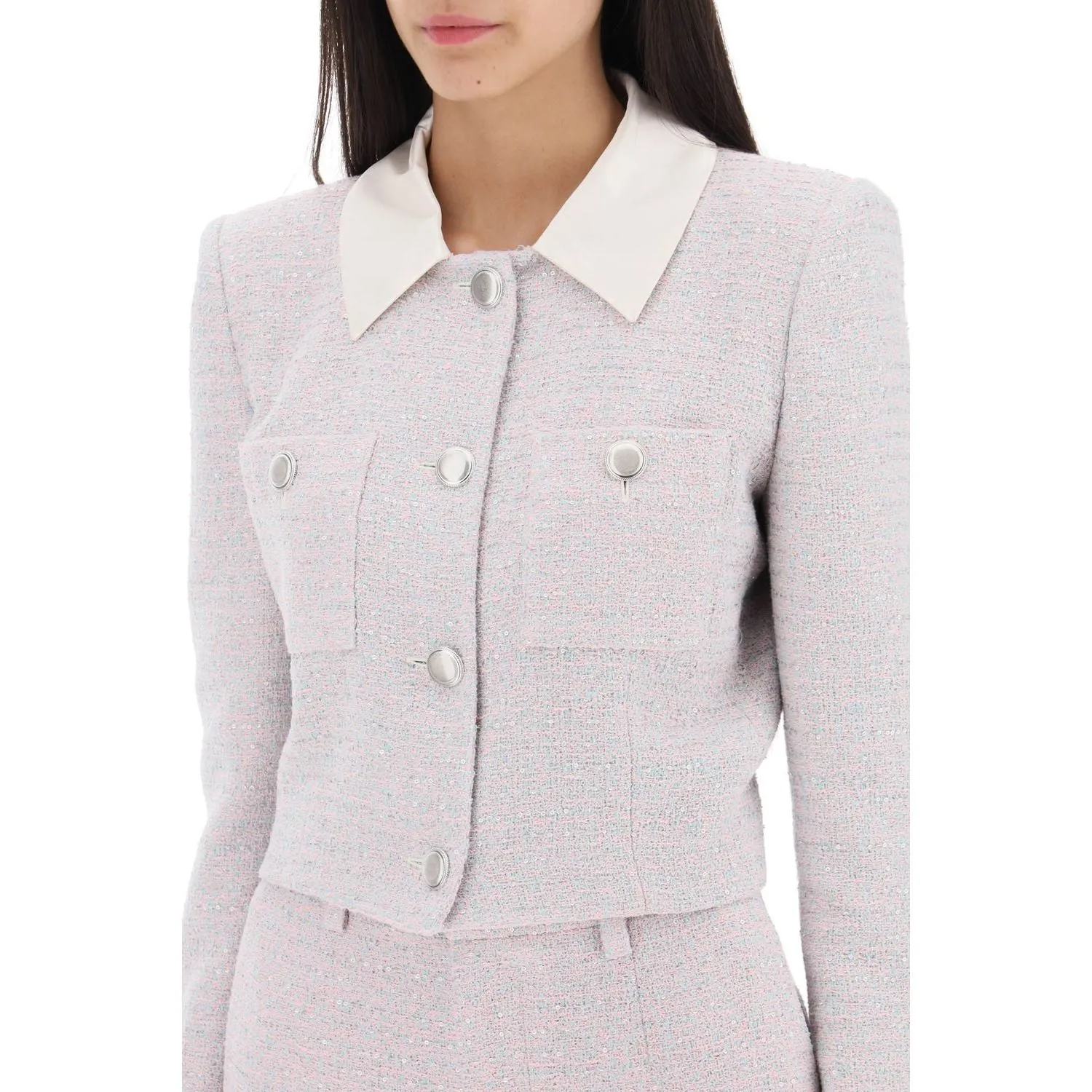 Alessandra Rich cropped jacket in tweed boucle'