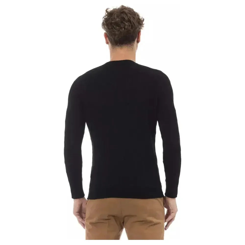 Alpha Studio Black Viscose Men Sweater