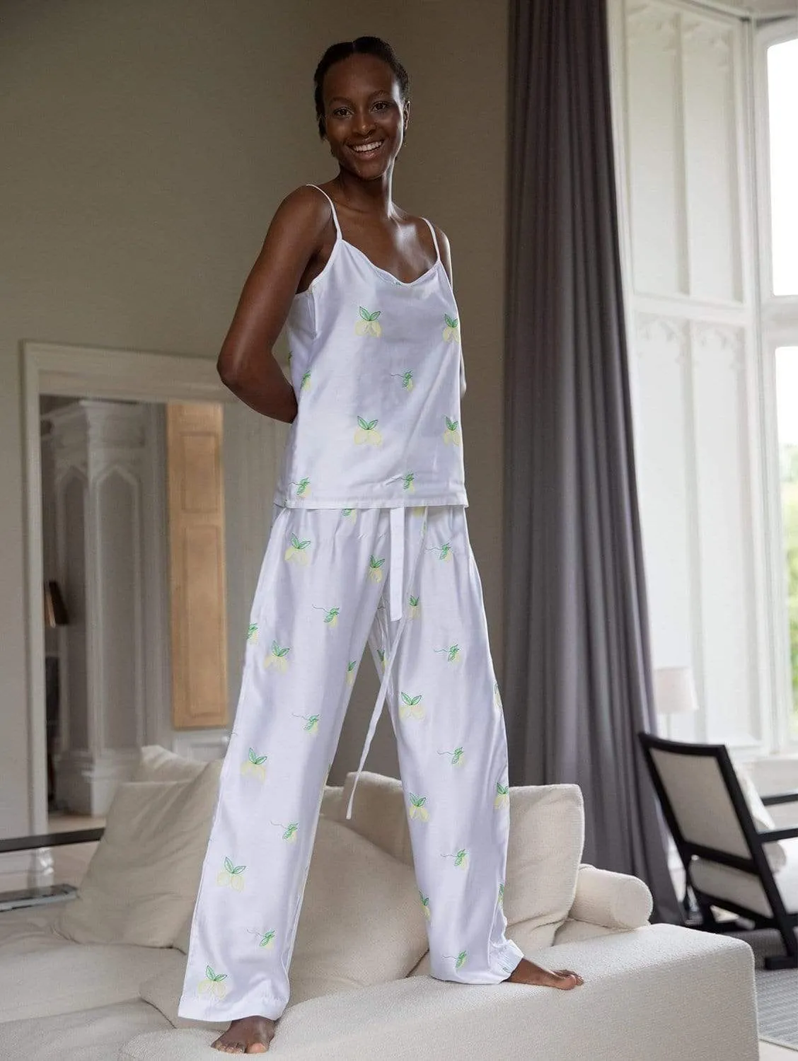 Amalfi Edition Bamboo Vegan Silk Pyjama Camisole Set | Long