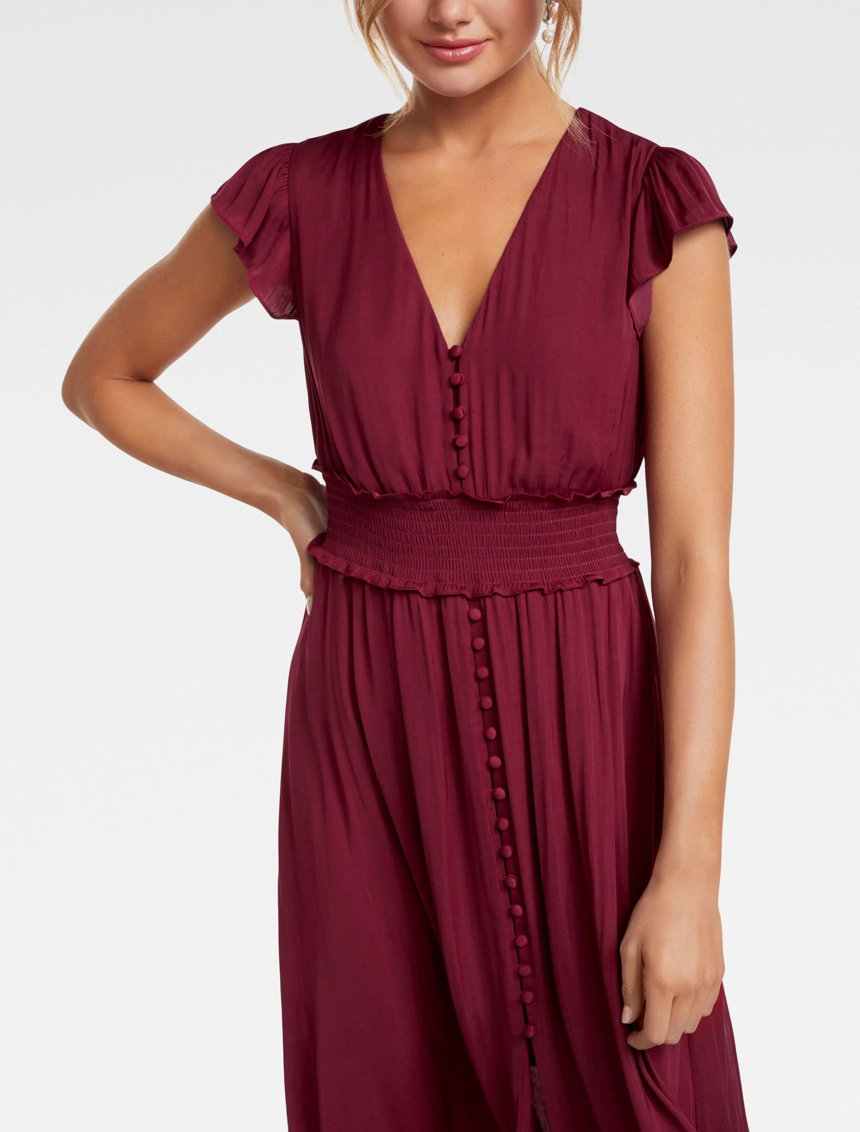 Amayah Button Front Midi Dress