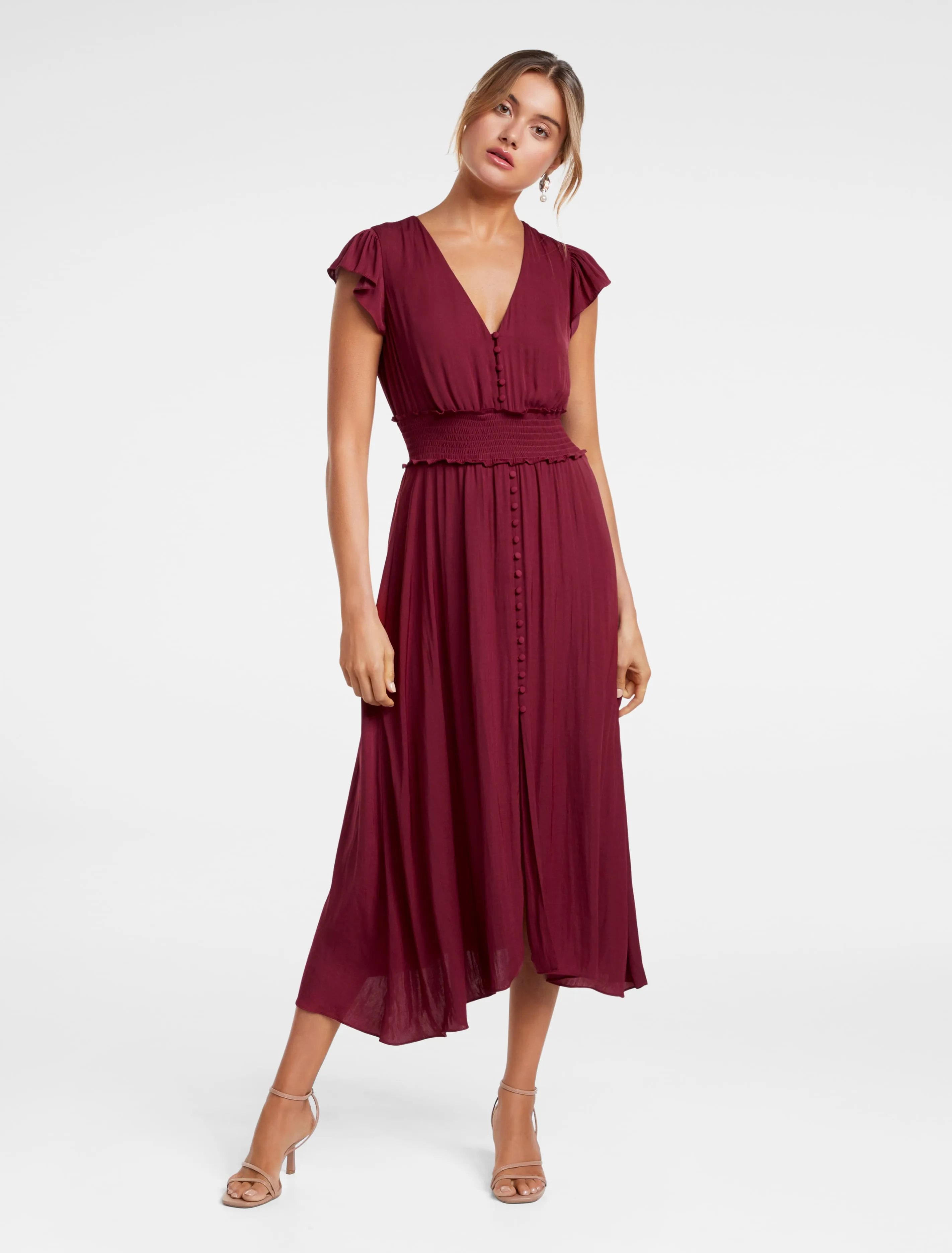 Amayah Button Front Midi Dress