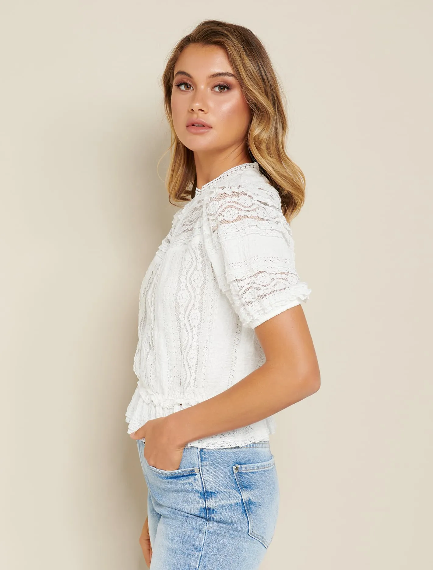 Amy Lace Peplum Blouse