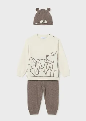 Animal Boy's 3-Piece Sweater, Pant, & Hat Set  - Select Size