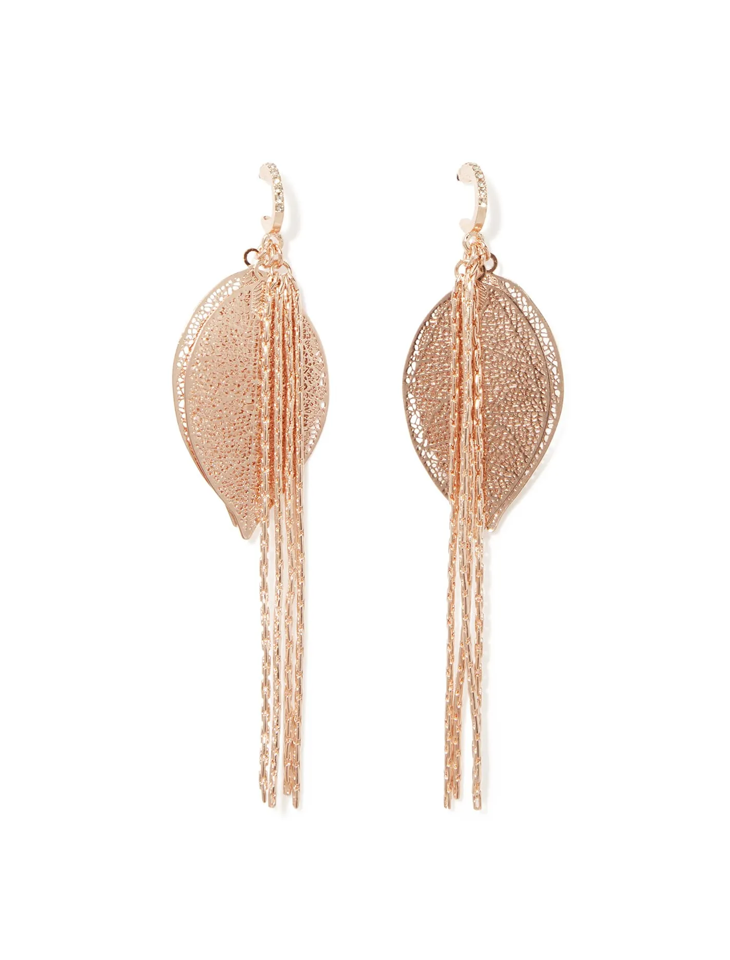 Anna Filagree Leaf & Chain Earrings