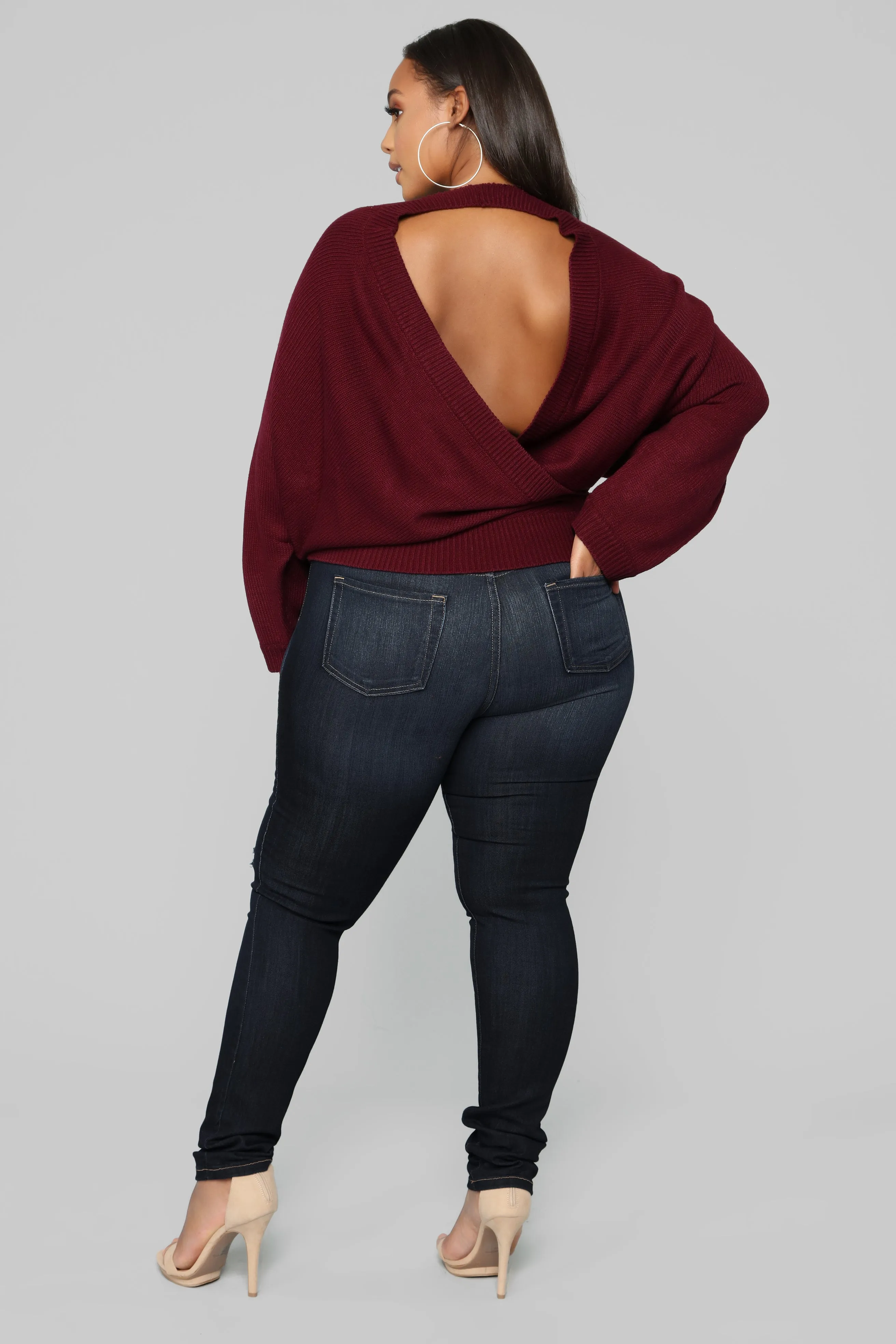 Anne Marie Sweater Top - Burgundy