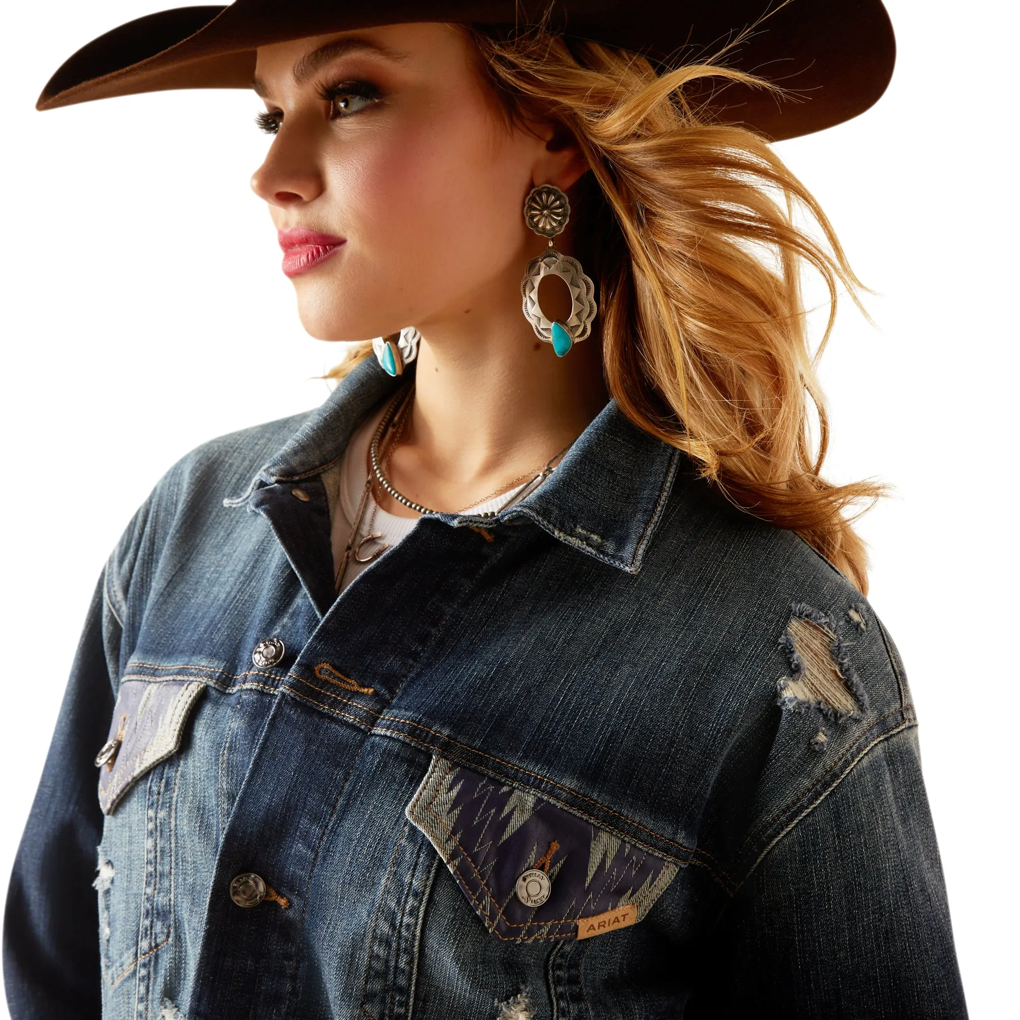 Ariat Ladies Chimayo Aztec & Burbank Denim Jacket 10046724