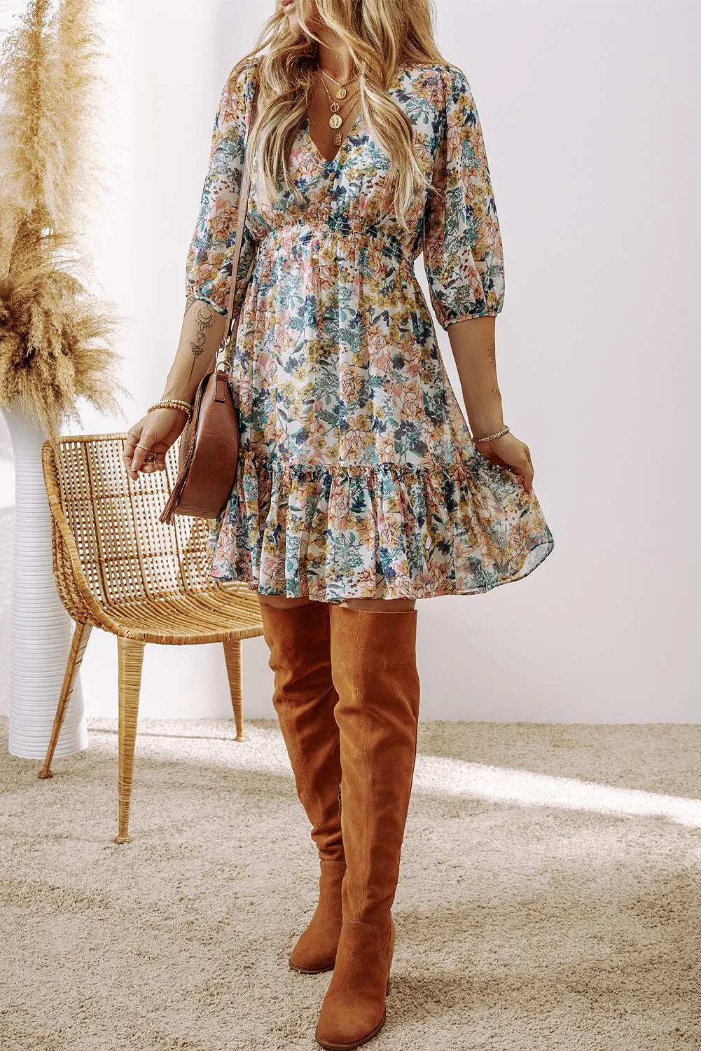 Ashley Floral V-Neck Dress