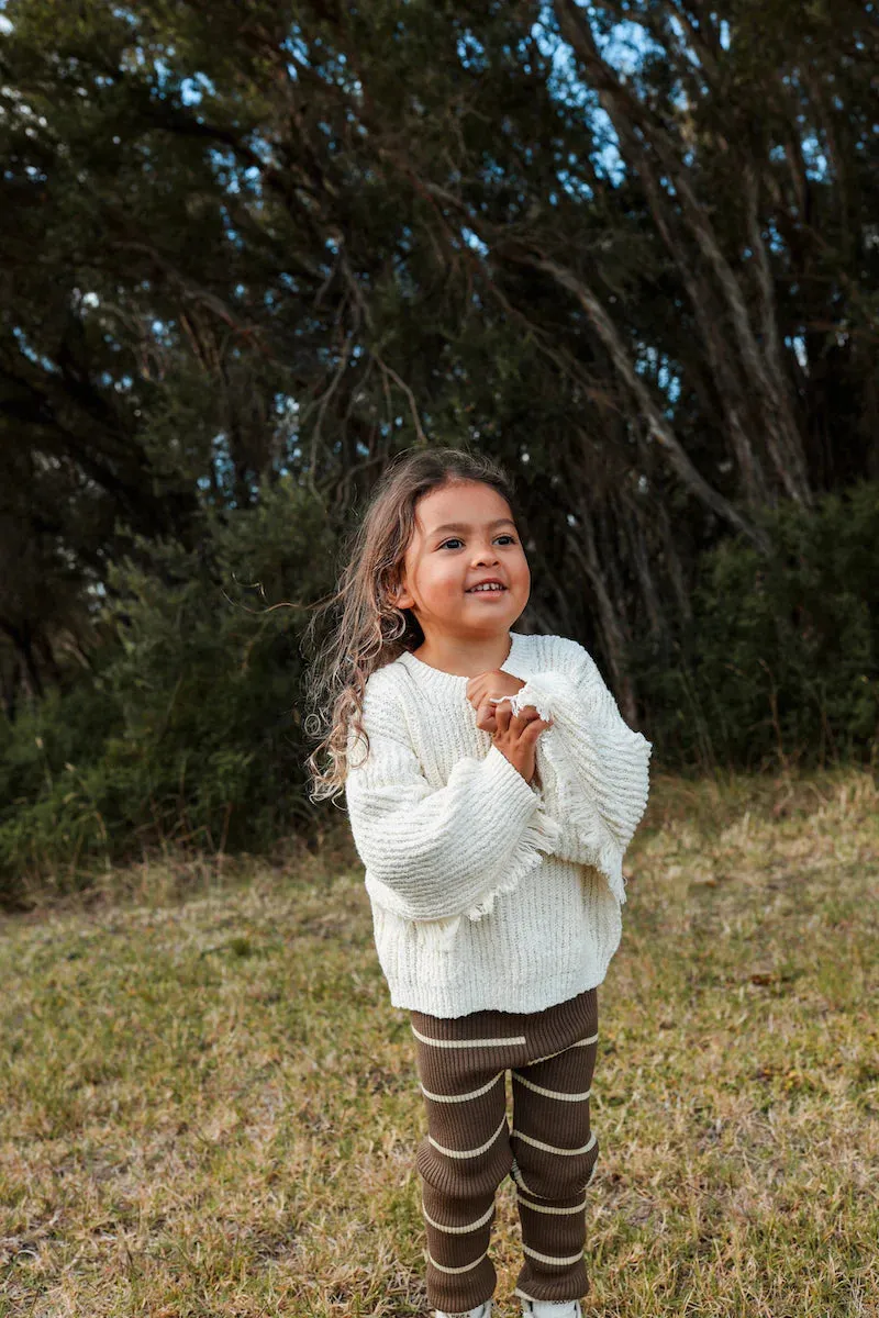 Asymetrical Stripe Leggings - Clay