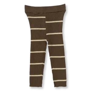 Asymetrical Stripe Leggings - Clay