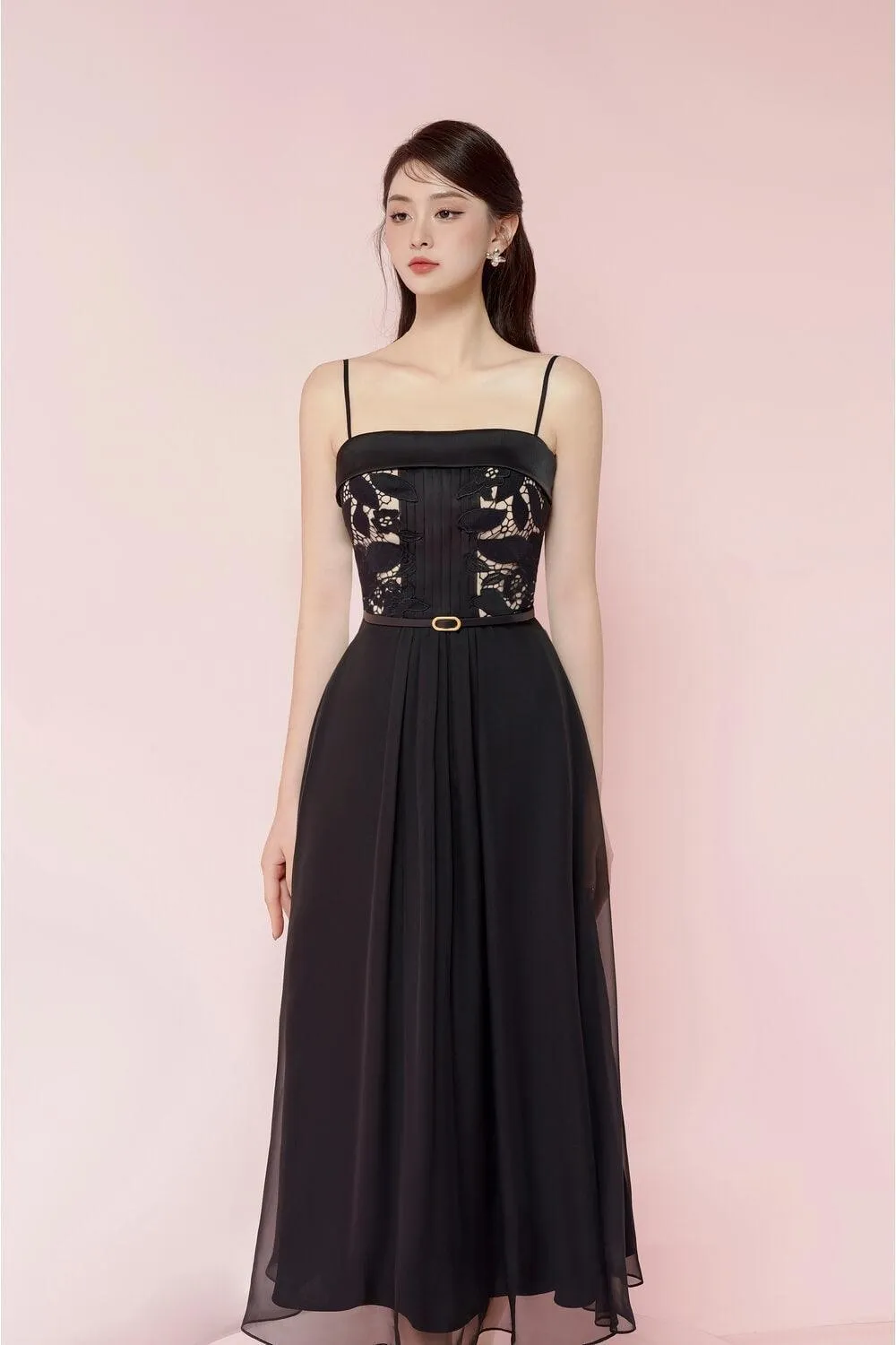 Audrey A-line Camisole Floss Silk Midi Dress