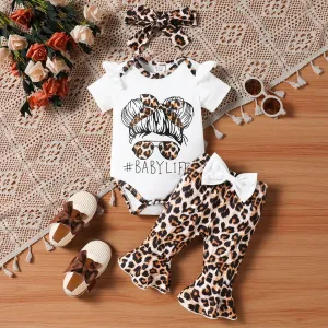 Baby Girl Ruffle Edge Leopard Print Top and Pants Set Suitable for Summer Season Soft and Comfortable 3pcs