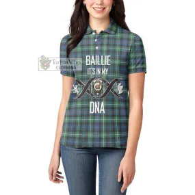 Baillie Ancient Tartan Women's Polo Shirt with Family Crest DNA In Me Style