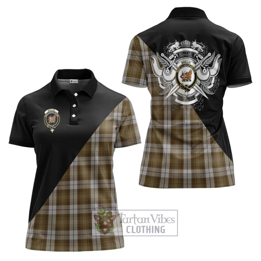 Baillie Dress Tartan Women's Polo Shirt with Family Crest and Military Logo Style