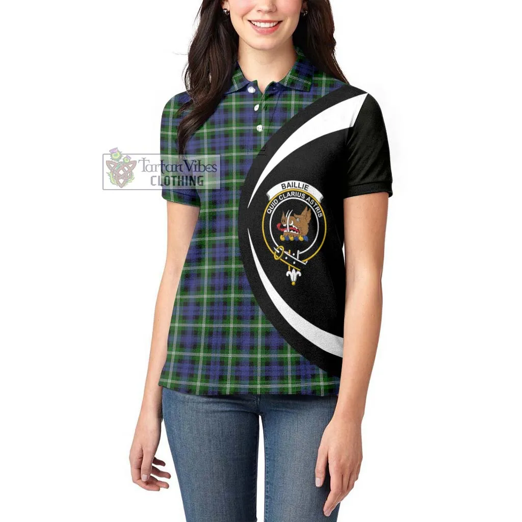 Baillie of Polkemmet Tartan Women's Polo Shirt with Family Crest Circle Style