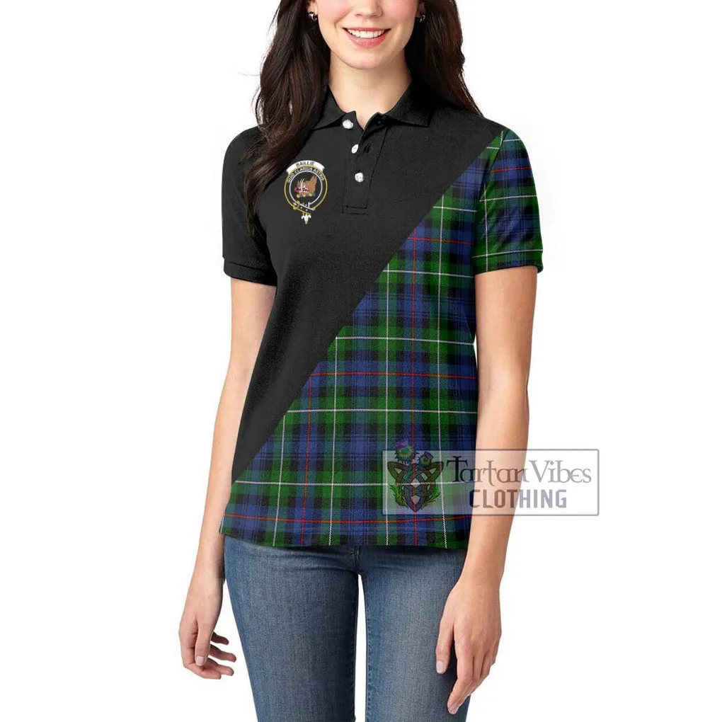 Baillie Tartan Women's Polo Shirt with Family Crest and Military Logo Style