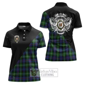 Baillie Tartan Women's Polo Shirt with Family Crest and Military Logo Style