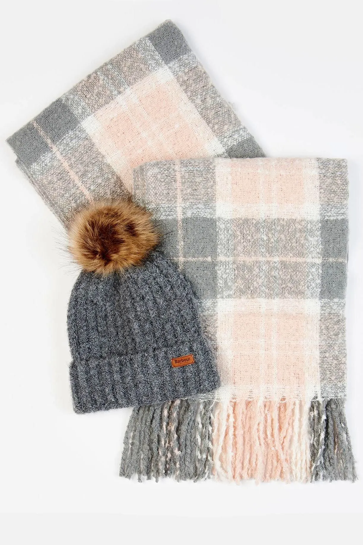 Barbour Beanie and Scarf Dress Tartan Saltburn set LGS0077GY31