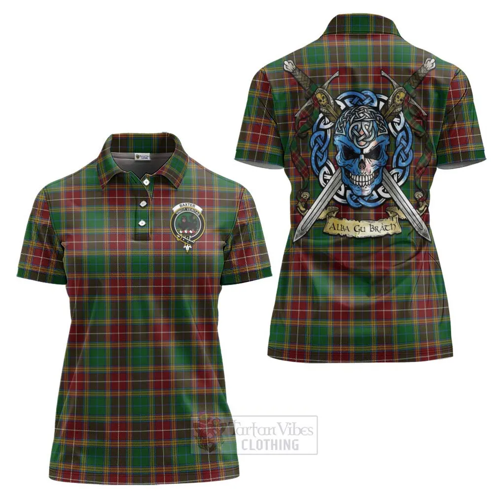 Baxter Tartan Women's Polo Shirt with Family Crest Celtic Skull Style