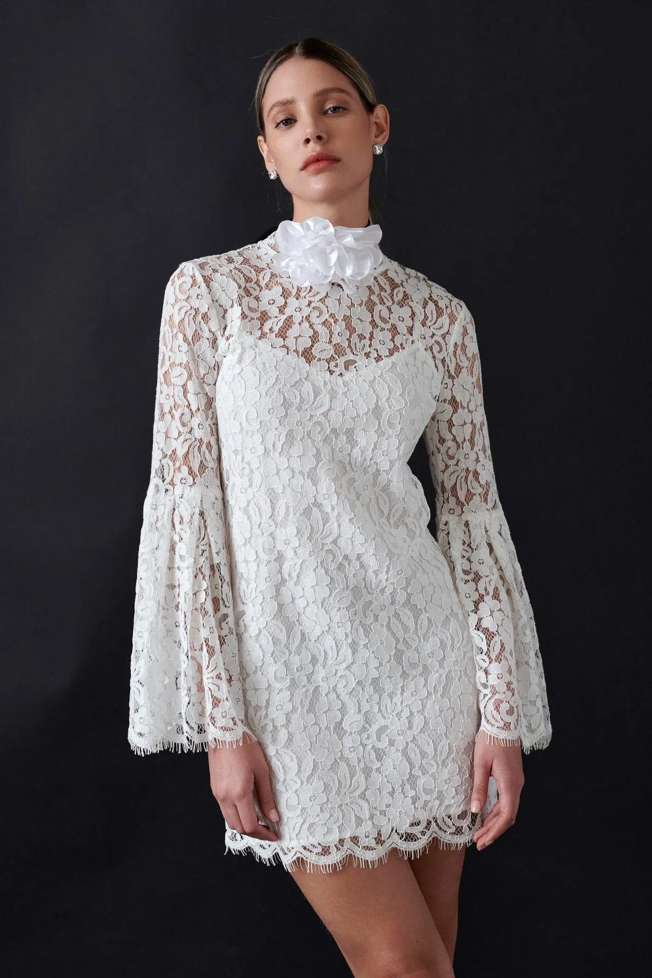 Bell Sleeve Lace Dress