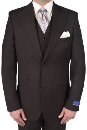 Berragamo "Hudson" Solid Dark Brown 2-Button Peak Suit