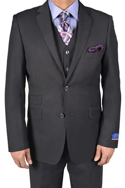 Berragamo "Lazio" Solid Charcoal 2-Button Notch Slim Fit Suit