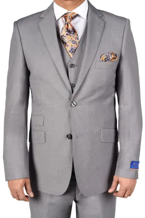 Berragamo "Lazio" Solid Light Grey 2-Button Notch Slim Fit Suit