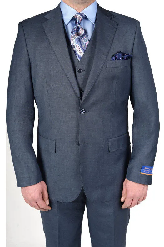 Berragamo "Napoli" New Blue 2-Button Notch Sharkskin Suit