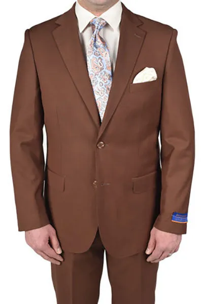 Berragamo "Napoli" Solid Tabacco 2-Button Notch Suit