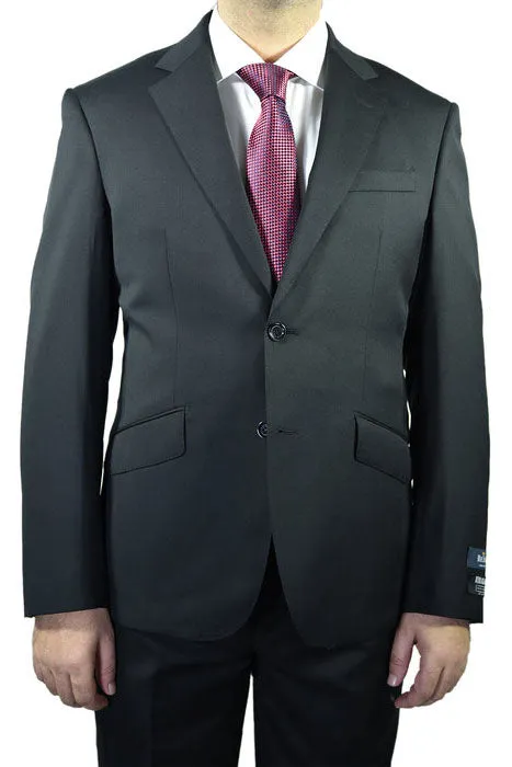 Berragamo Solid Black 2-Button Notch Slim Fit Suit