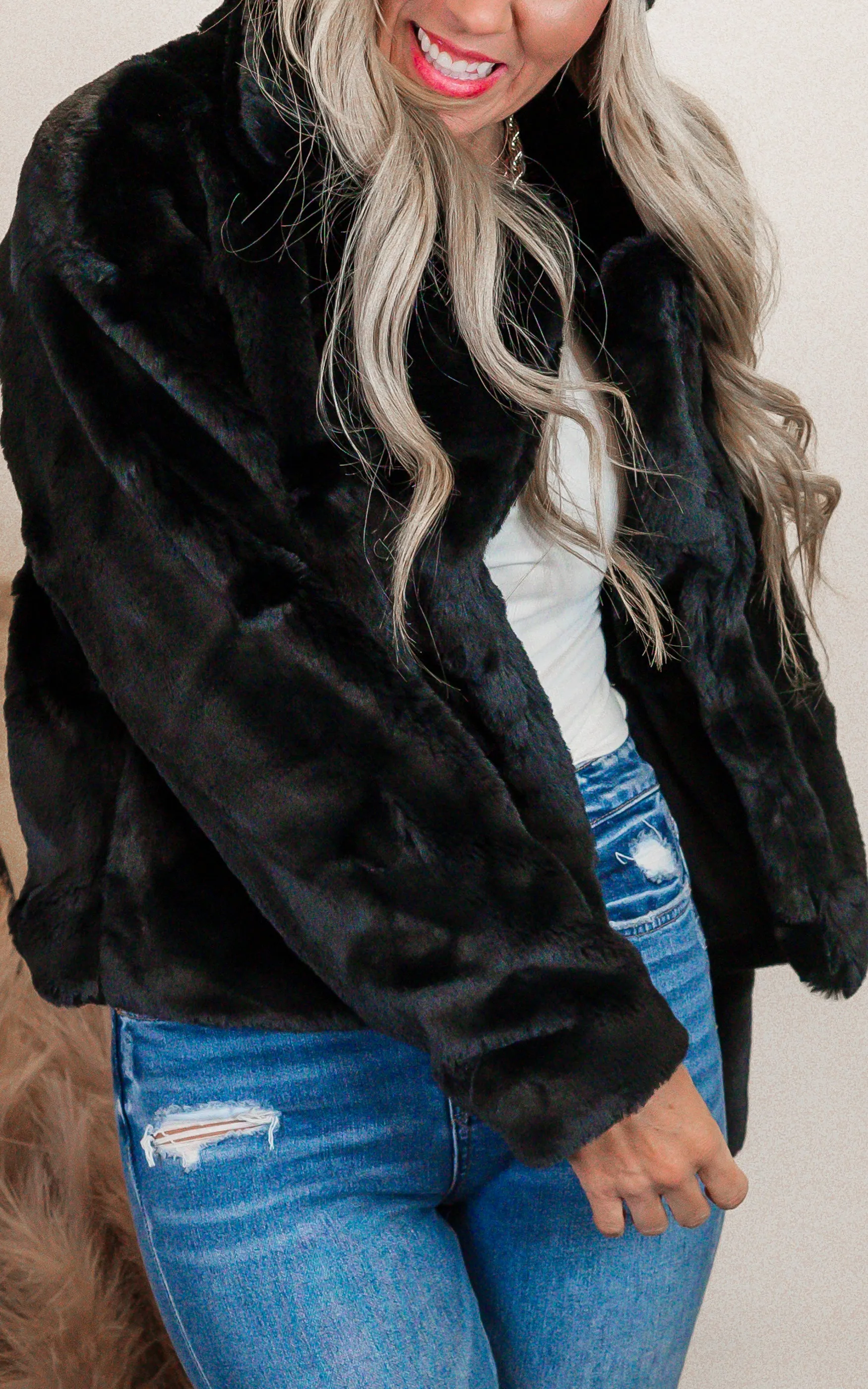 Black Faux Fur Cropped Jacket