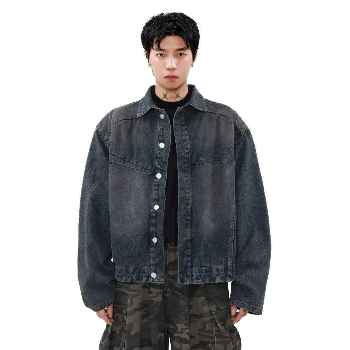 Boxy Fade Spots Denim Jacket