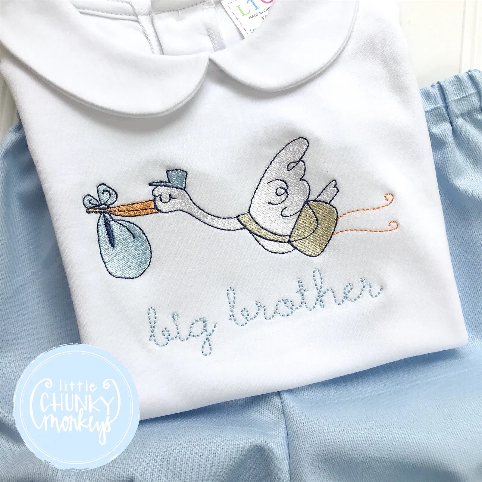 Boy Peter Pan Collar Shirt - Vintage Stitch Stork