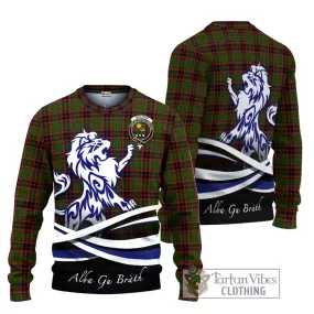 Buchan Tartan Ugly Sweater with Alba Gu Brath Regal Lion Emblem