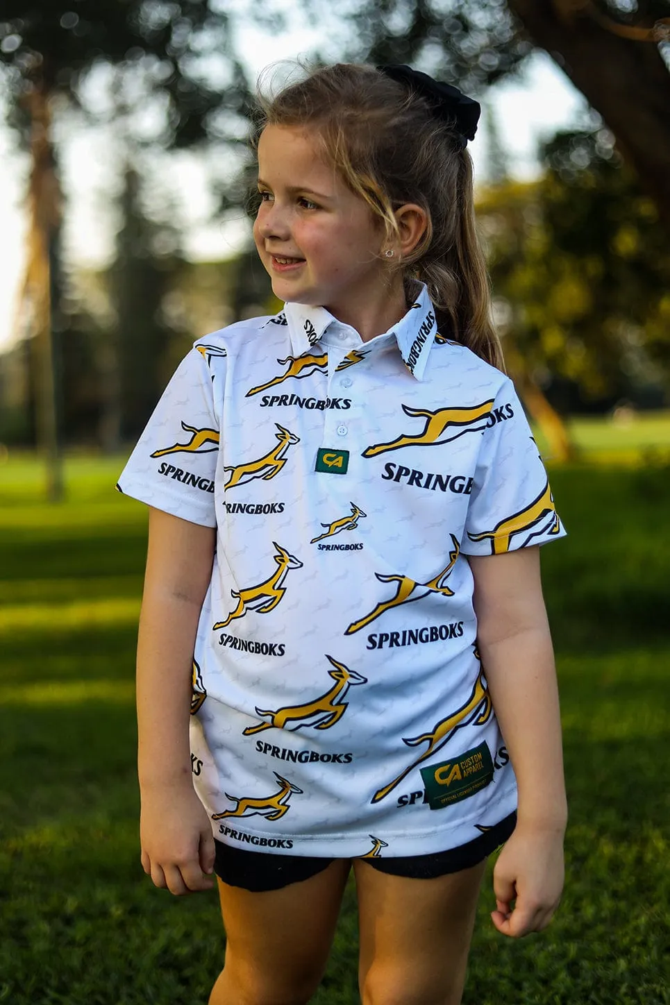 CA JNR Unisex Springbok Golf Shirt | White Bokke